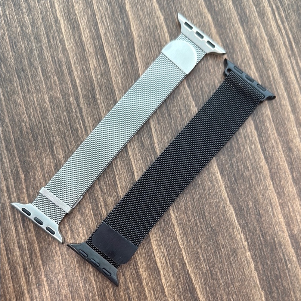 Black and Silver Mesh Watch Bands